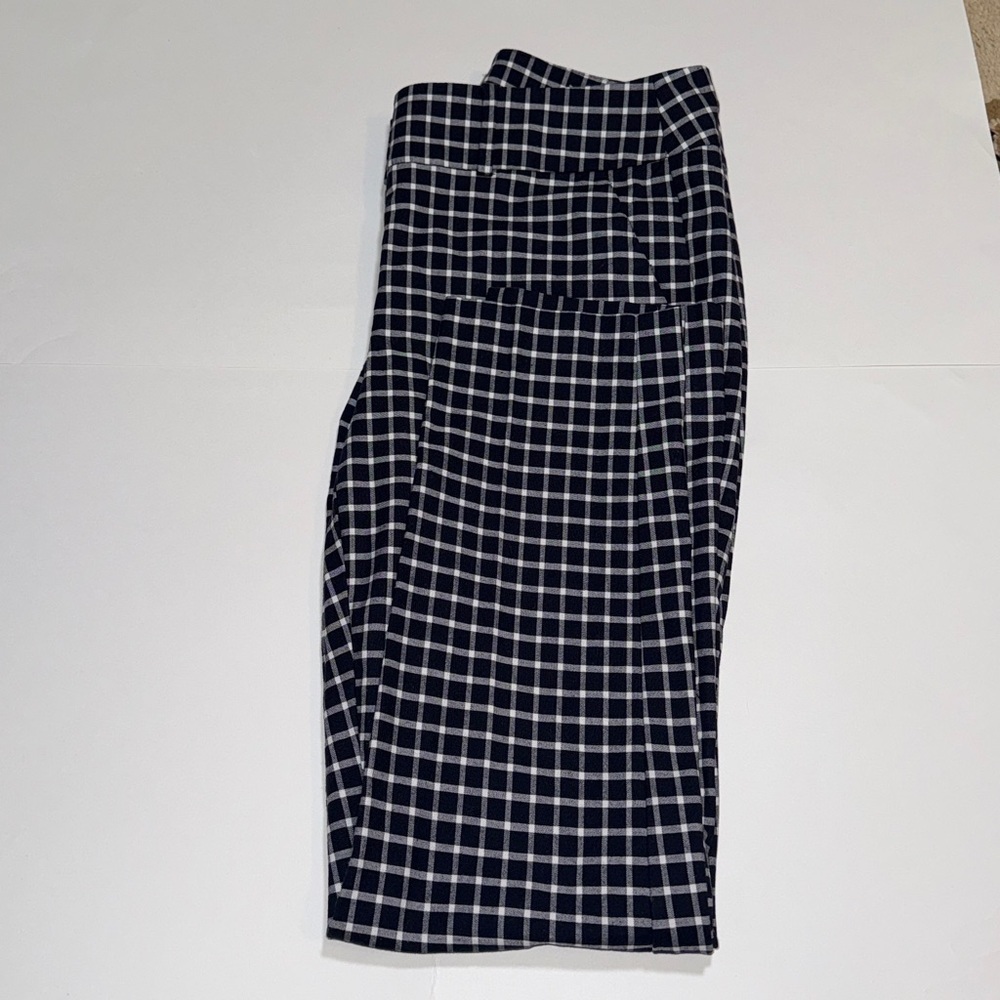 Loft Modern Skinny Ankle Pant Size 4 Navy and White Plaid Office Teacher Work - Picture 2 of 13